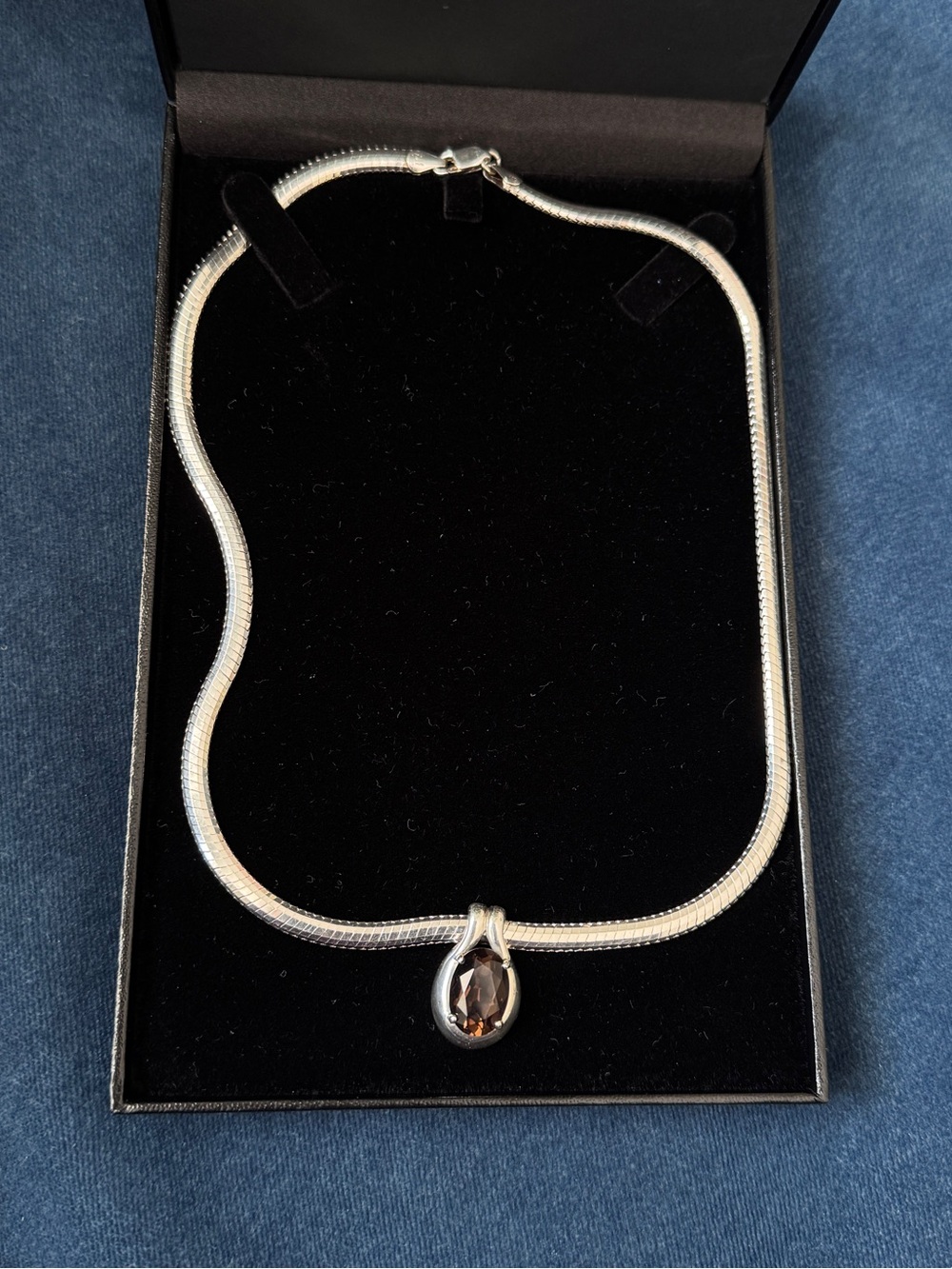 ❌NOT FOR SALE ❌Milor Herringbone Sterling Silver .925 Smoky Topaz oval stone Nec